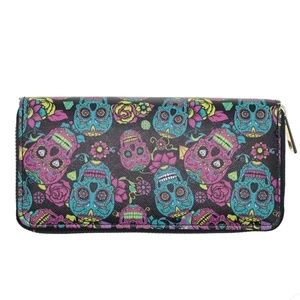 Mexican Sugar Skull Art Synthetic Leather Wallet